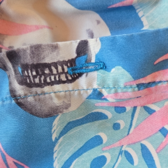 NOBO Y2K SWIM TRUNKS SKULLS & LEAVES BLUE PINK COMFY STUFF SKATE PUNK 28/30 SURF - Picture 6 of 8
